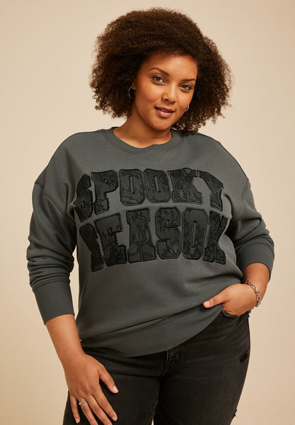 Maurices Plus Size Spooky Season Lace Sweatshirt