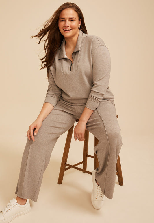 Maurices Plus Size Cloud Scuba Knit Half Zip Sweatshirt
