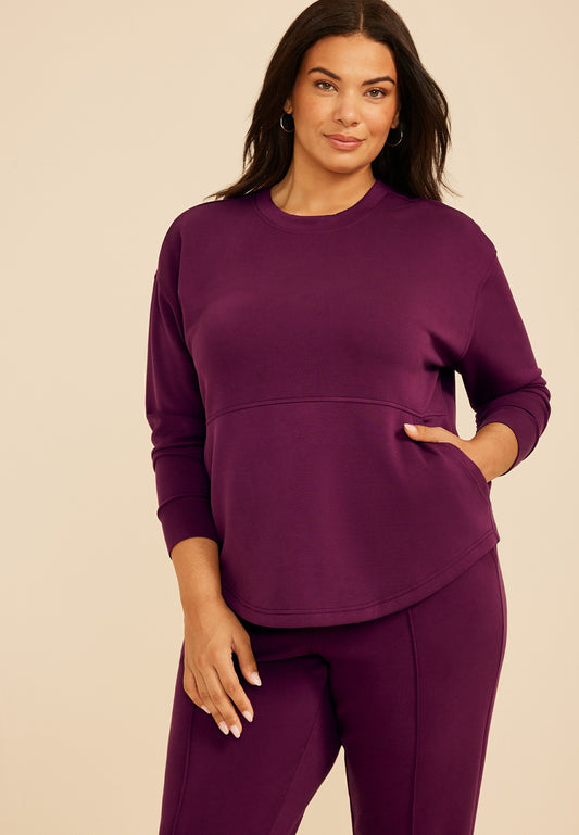 Maurices Plus Size Cloud Scuba Knit Crew Neck Sweatshirt