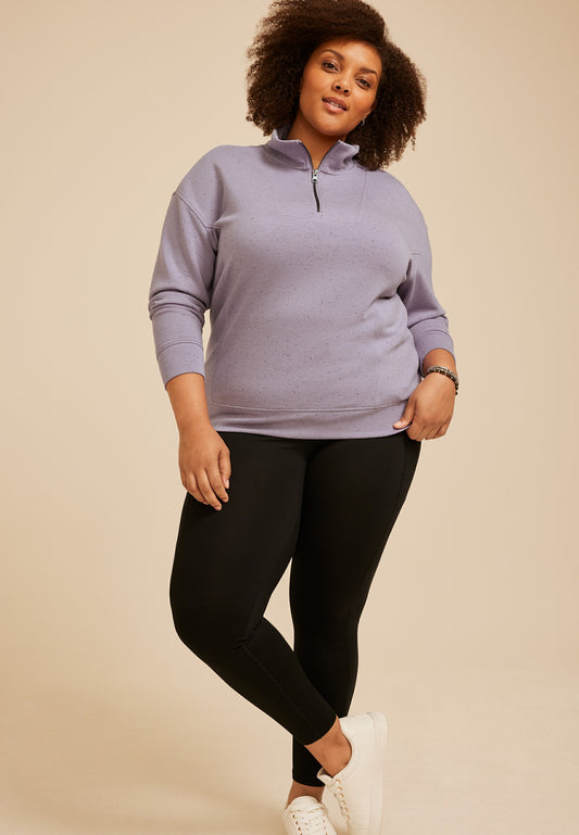 Maurices Plus Size Cloud Scuba Knit Speckled Half Zip Sweatshirt