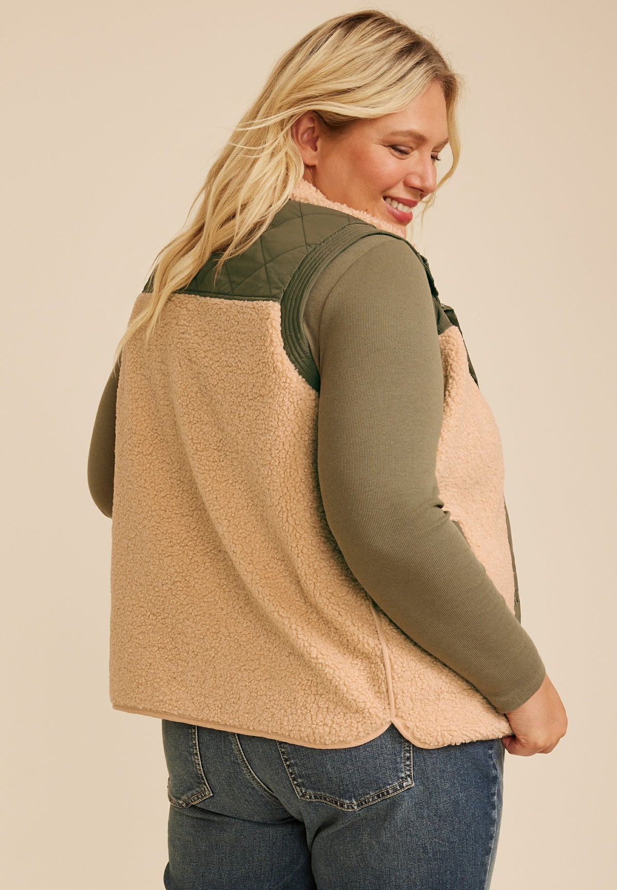 Maurices Plus Size Snap Front Sherpa Vest