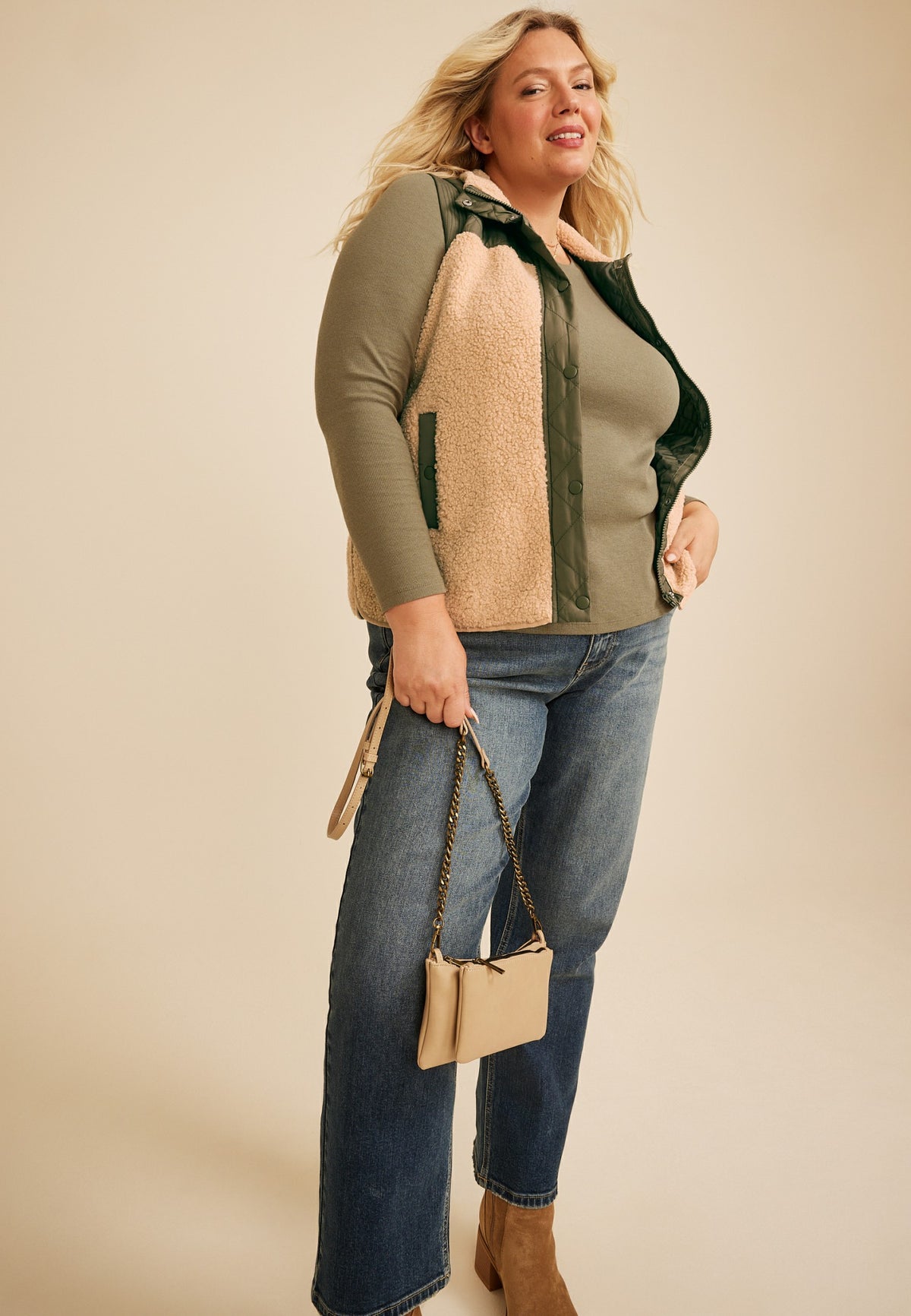 Maurices Plus Size Snap Front Sherpa Vest