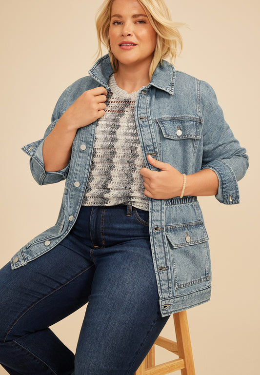 Maurices Plus Size Cinch Waist Denim Jacket