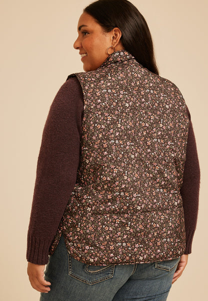 Maurices Plus Size Lightweight Printed Quilted Vest