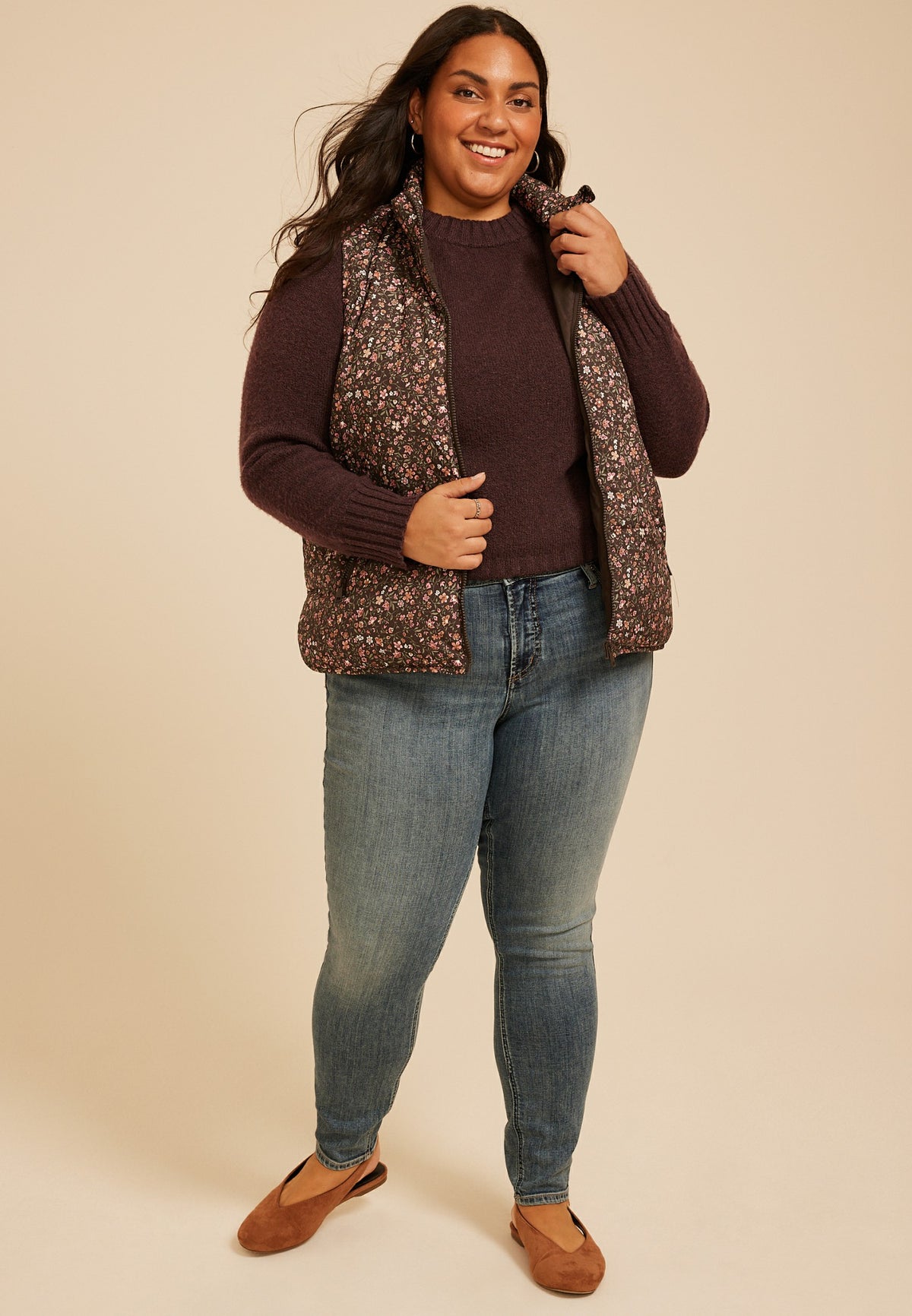Maurices Plus Size Lightweight Printed Quilted Vest