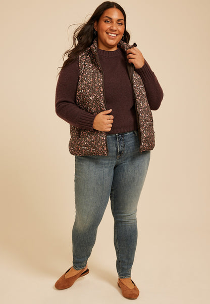 Maurices Plus Size Lightweight Printed Quilted Vest