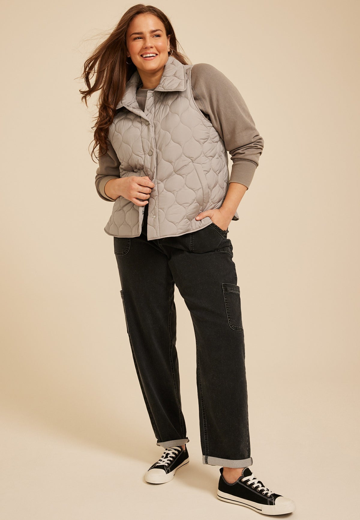 Maurices Plus Size Quilted Snap Front Athleisure Vest