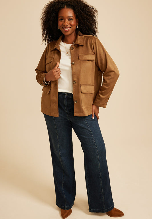 Maurices Plus Size Faux Suede Pocket Jacket
