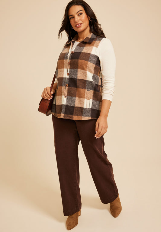 Maurices Plus Size Buffalo Plaid Button Front Vest