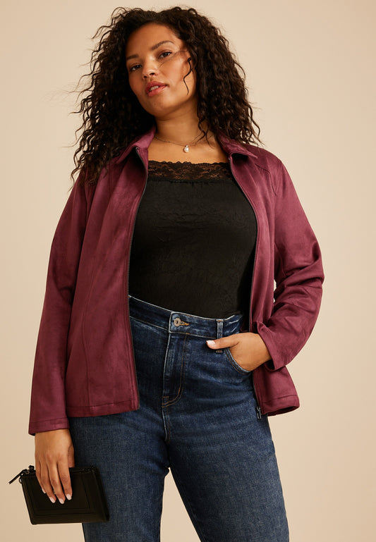 Maurices Plus Size Faux Suede Biker Jacket