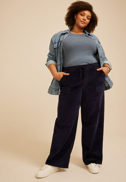 Maurices Plus Size Stretch Corduroy Pull On Wide Leg Pant
