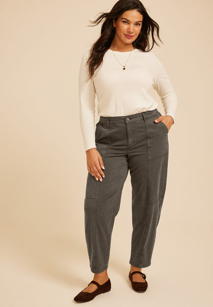 Maurices Plus Size High Rise Seamed Barrel Pant