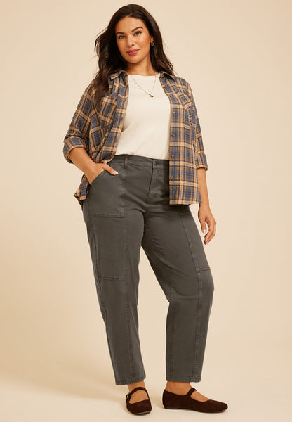 Maurices Plus Size High Rise Seamed Barrel Pant
