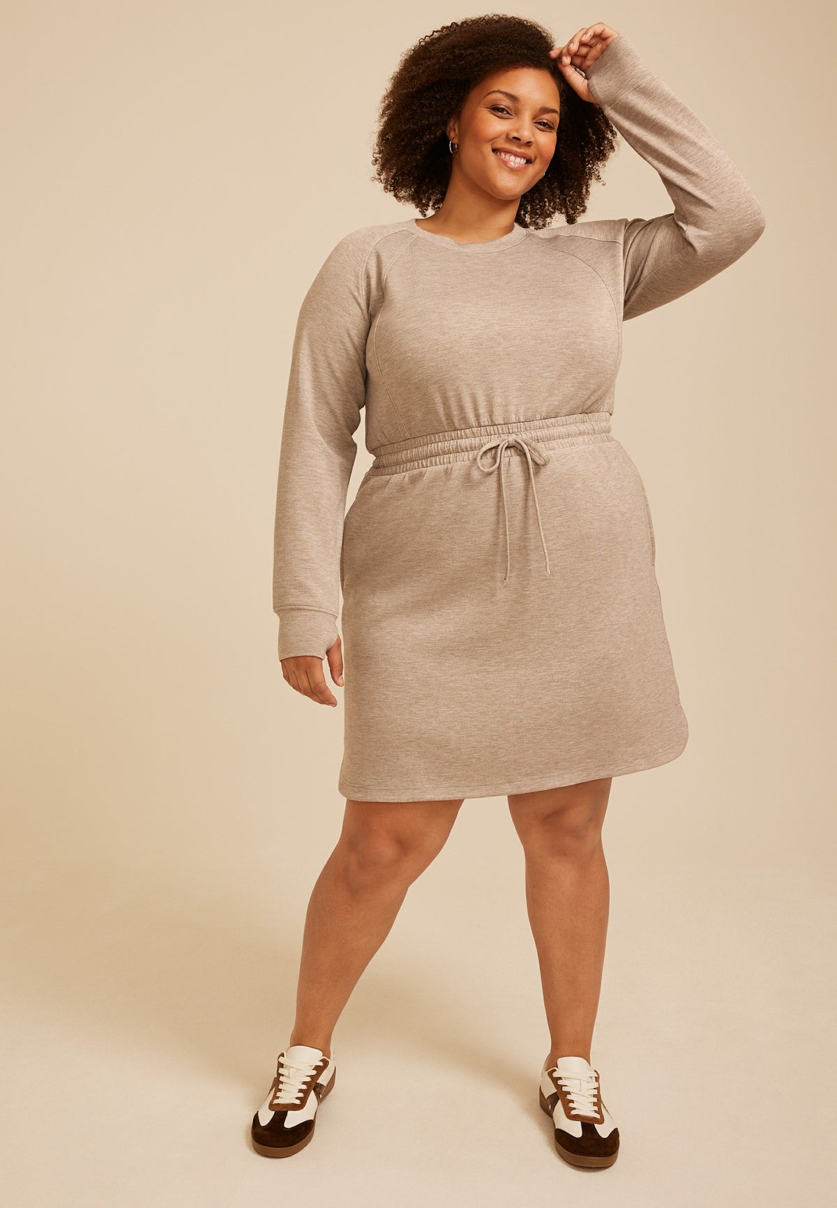 Maurices Plus Size Heathered Cloud Scuba Knit Tie Waist Dress