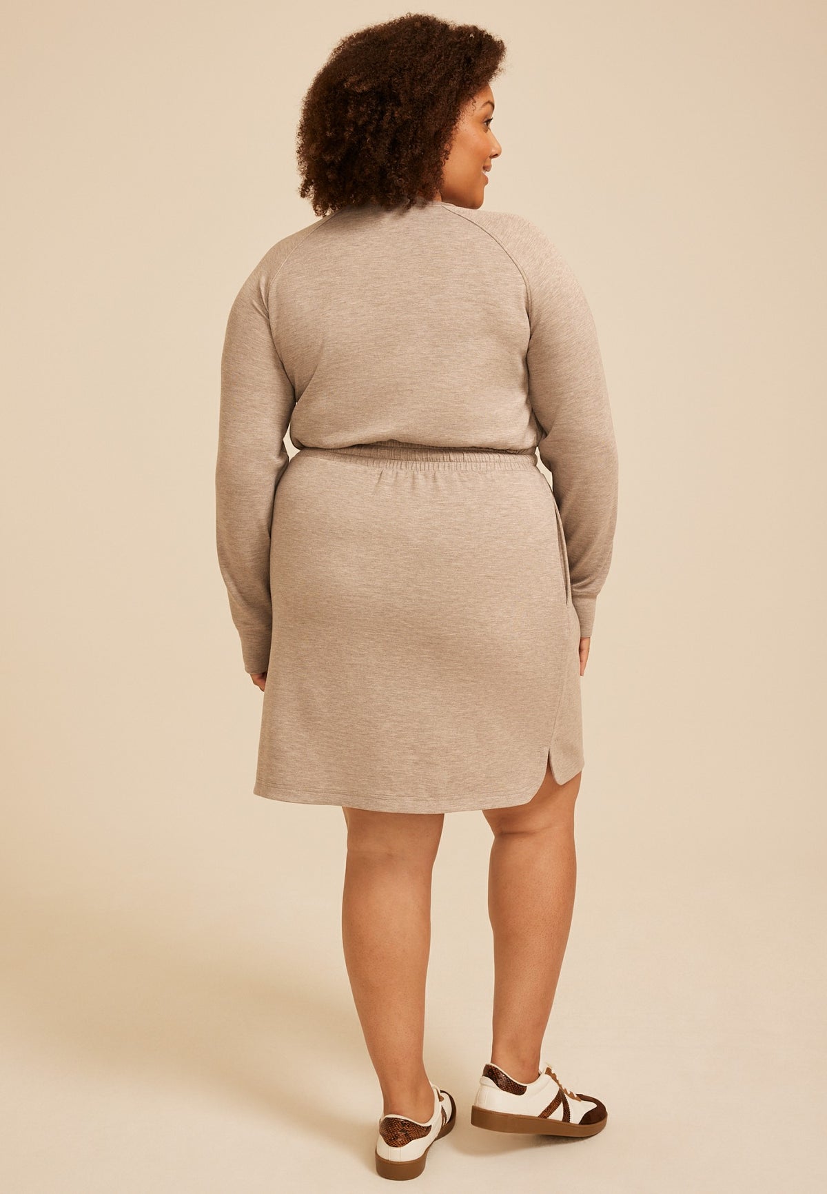 Maurices Plus Size Heathered Cloud Scuba Knit Tie Waist Dress