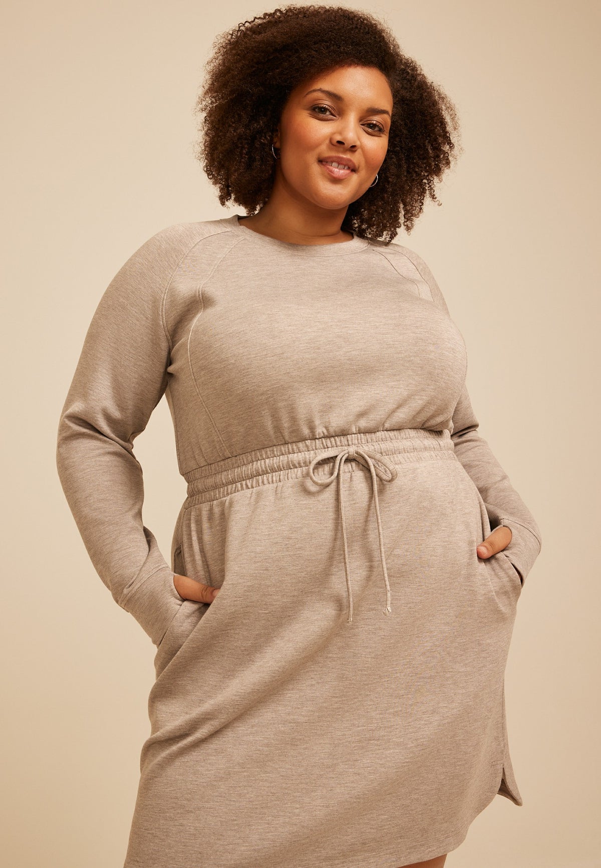 Maurices Plus Size Heathered Cloud Scuba Knit Tie Waist Dress