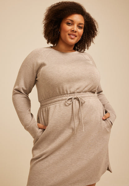 Maurices Plus Size Heathered Cloud Scuba Knit Tie Waist Dress