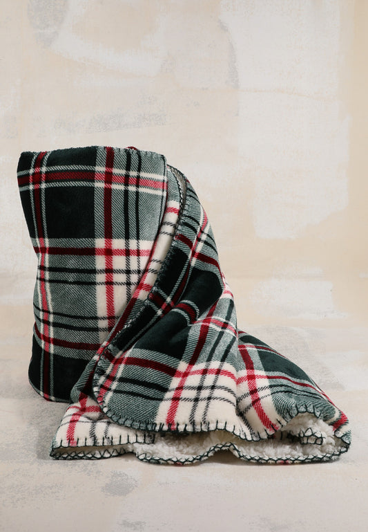 Maurices Holiday Green Plaid Sherpa Blanket