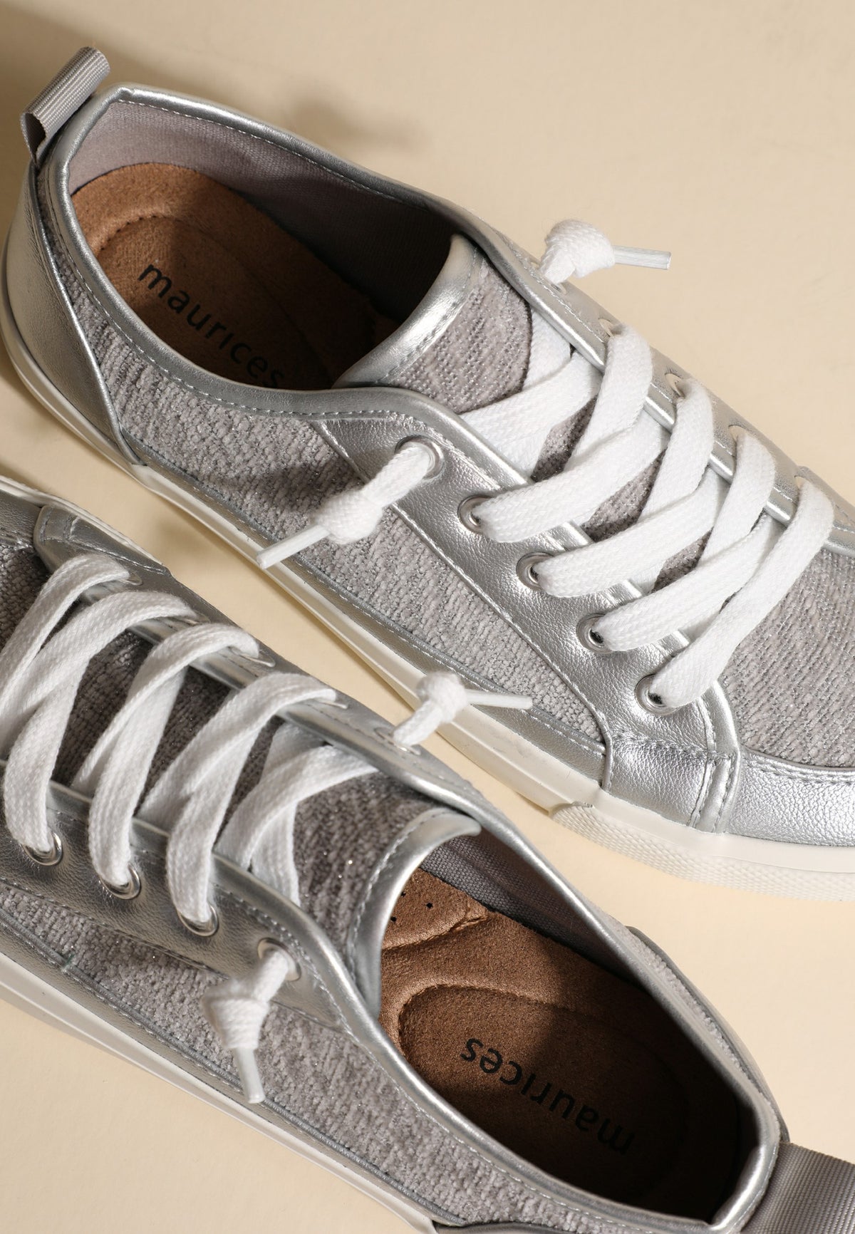 Maurices SuperCush Silver Metallic Lace Up Sneakers