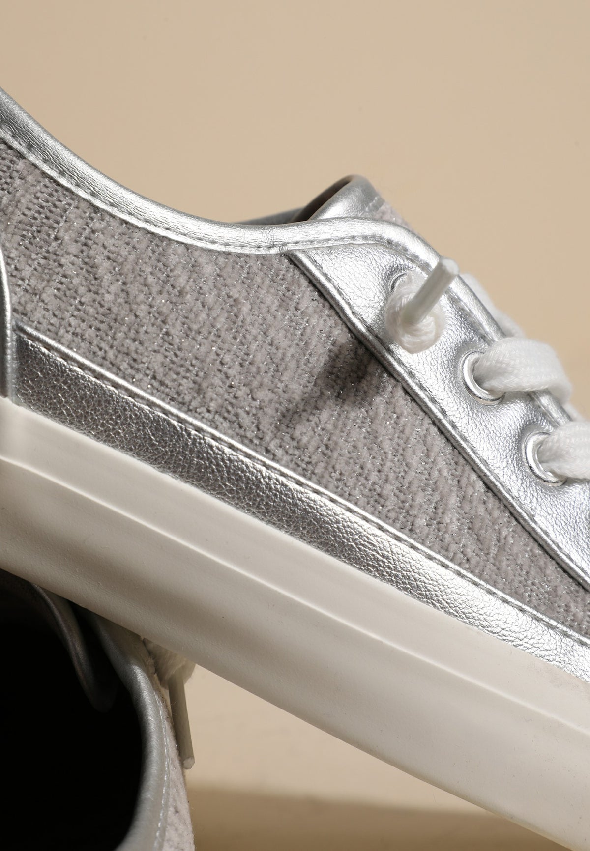 Maurices SuperCush Silver Metallic Lace Up Sneakers