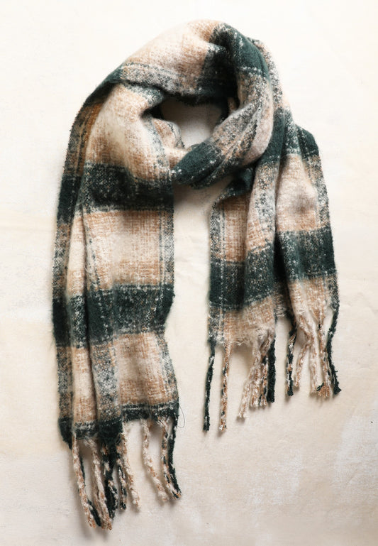 Maurices Green Plaid Brushed Scarf