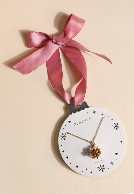 Maurices Gold Gift Bow Pendant Necklace