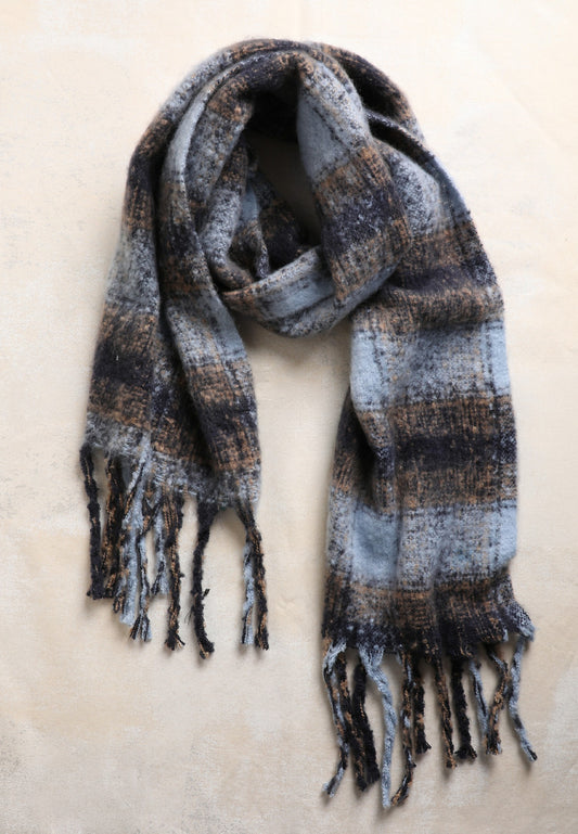 Maurices Blue Plaid Brushed Scarf
