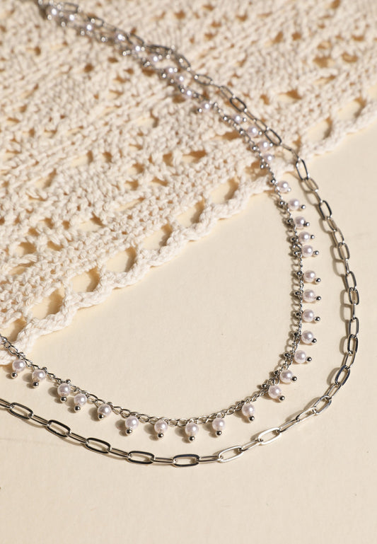 Maurices Silver Pearl Layered Chain Necklace