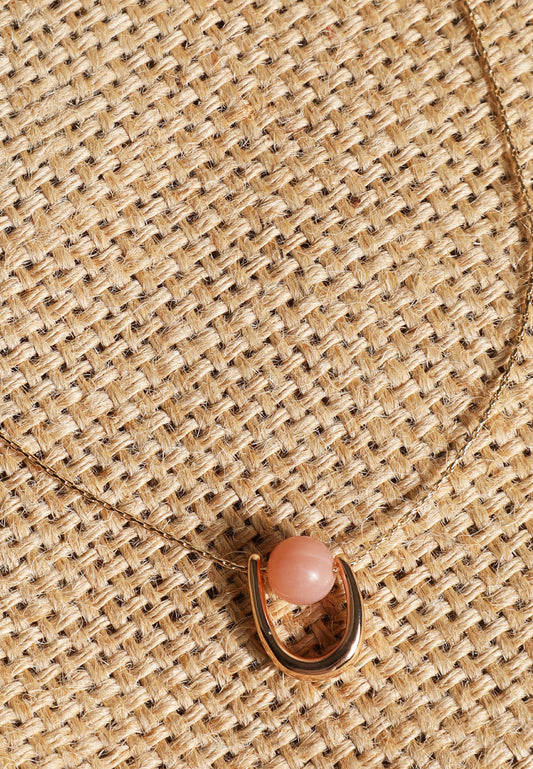 Maurices Pink Bead Open Oval Pendant Necklace