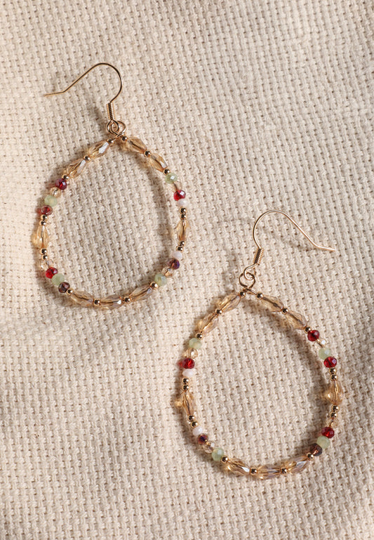 Maurices Gold Multicolor Beaded Teardrop Earrings