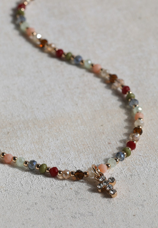 Maurices Gold Mini Beaded Cross Necklace
