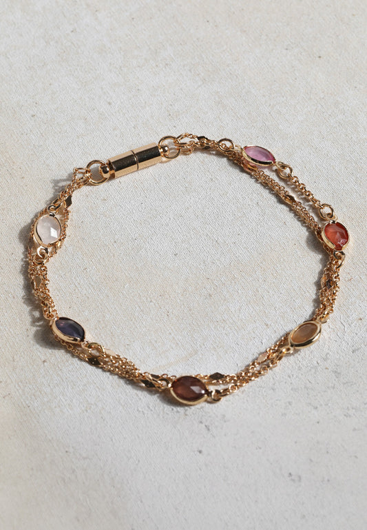 Maurices Gold Multicolor Stone Chain Bracelet