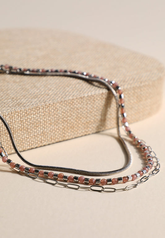 Maurices Silver Beaded Chain Layered Necklace