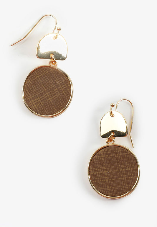 Maurices Gold Faux Leather Disc Drop Earrings