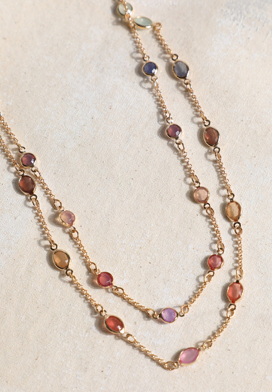 Maurices Gold Multicolor Stone Layered Necklace Set