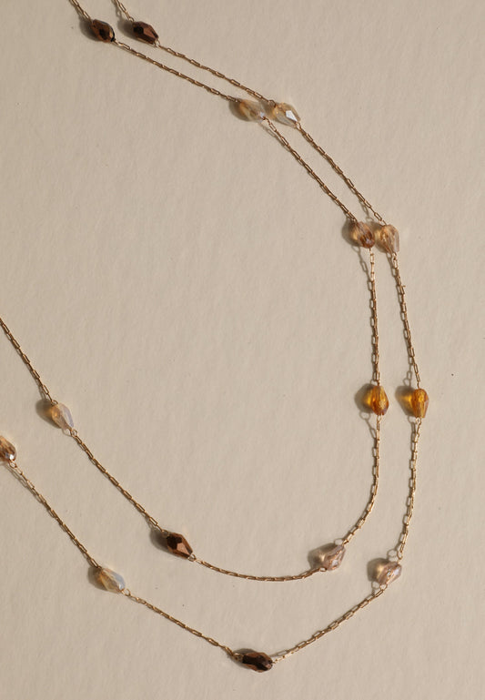 Maurices Gold Faceted Bead Layered Necklace