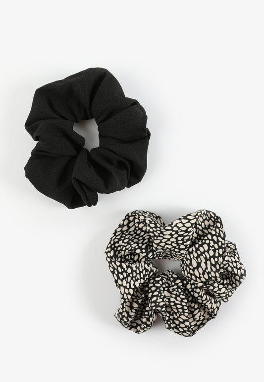 Maurices 2 Pack Black And Dot Scrunchie Set