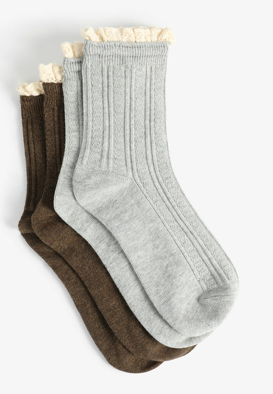 Maurices 2 Pack Ruffle Trim Socks
