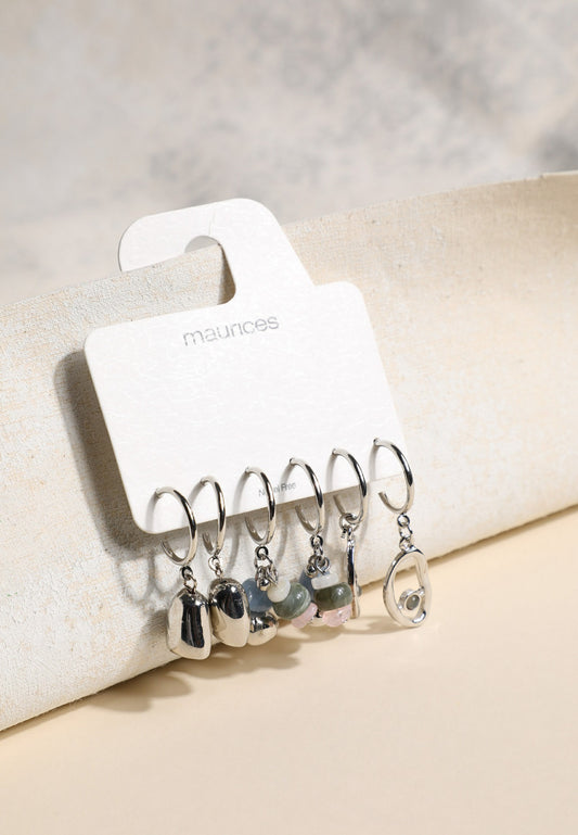 Maurices Silver Mixed Charm Hoop Earring Set