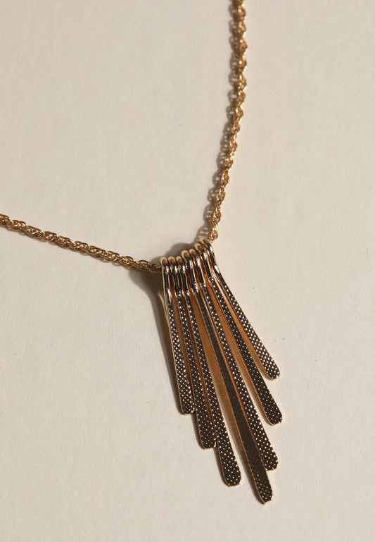 Maurices Gold Textured Fringe Pendant Necklace