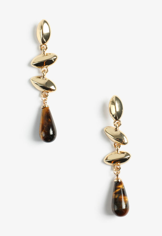 Maurices Gold Tiger Eye Teardrop Earrings