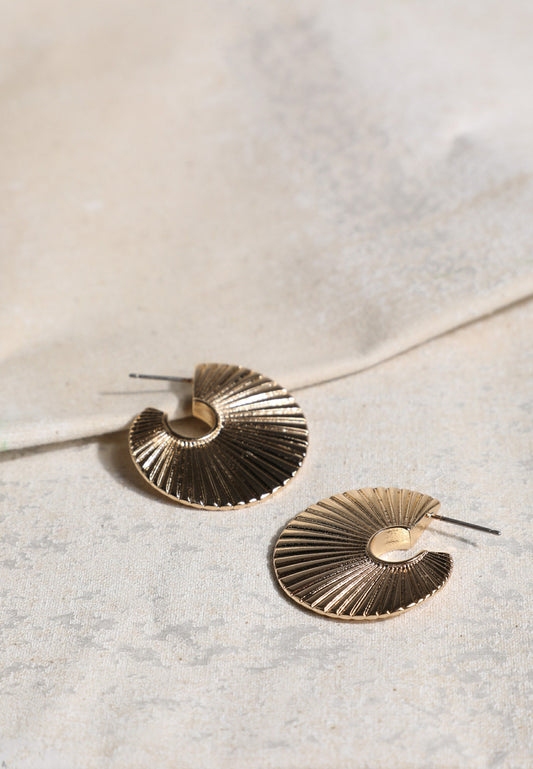 Maurices Gold Textured Fan Hoop Earrings