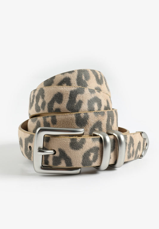 Maurices Faux Suede Leopard Silver Buckle Belt
