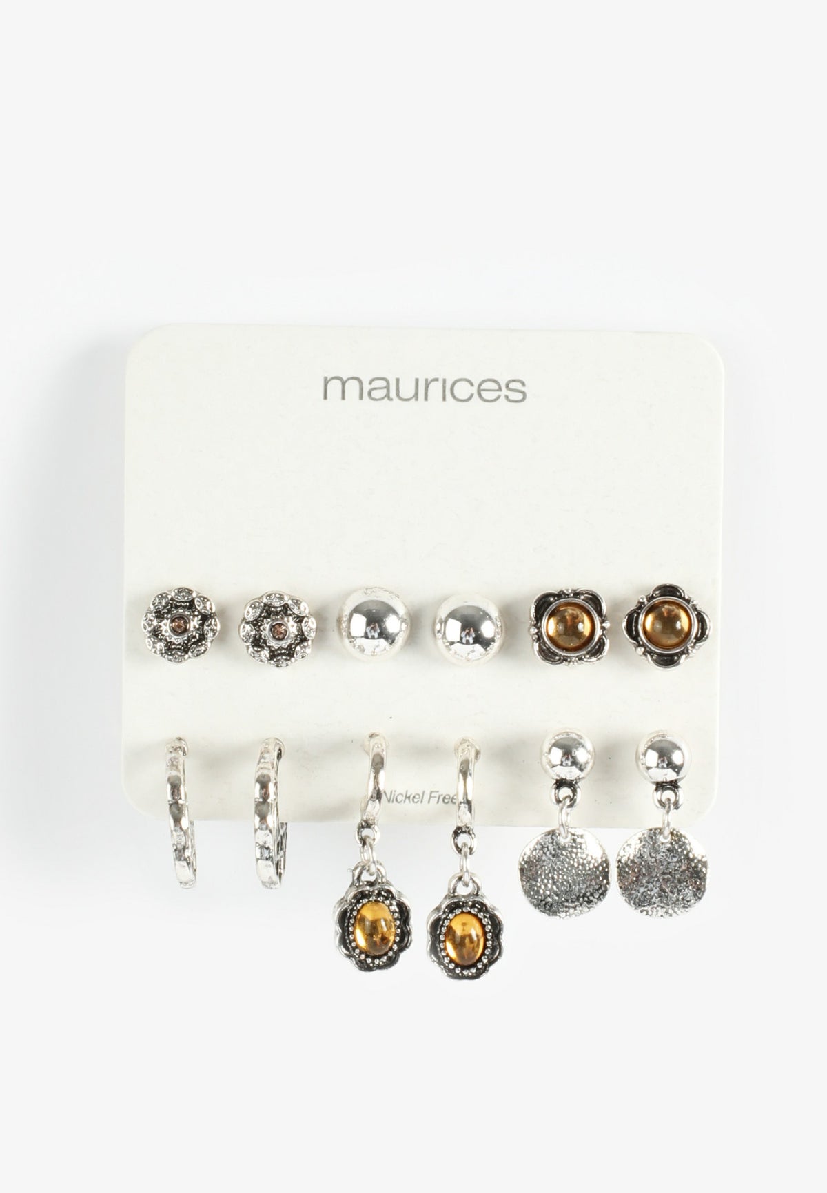 Maurices Silver And Brown Mixed Earring Set