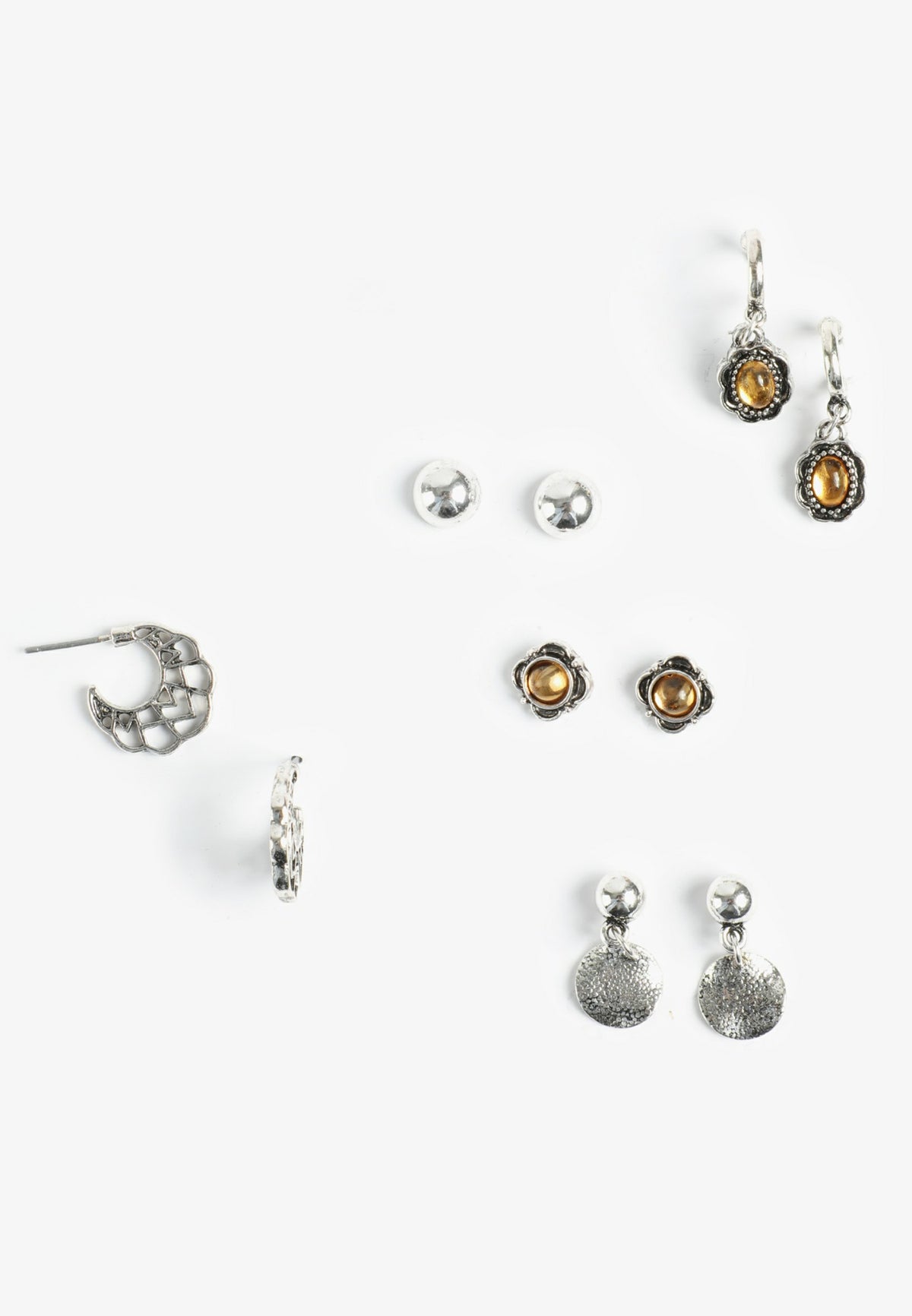 Maurices Silver And Brown Mixed Earring Set