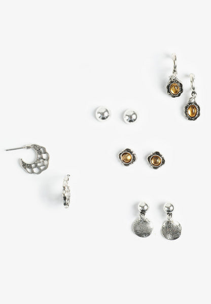 Maurices Silver And Brown Mixed Earring Set