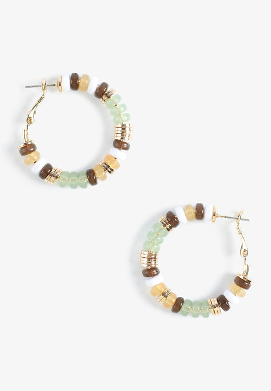 Maurices Multicolor Beaded Hoop Earrings