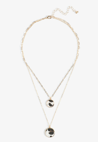 Maurices Gold Cow Print Double Layer Necklace
