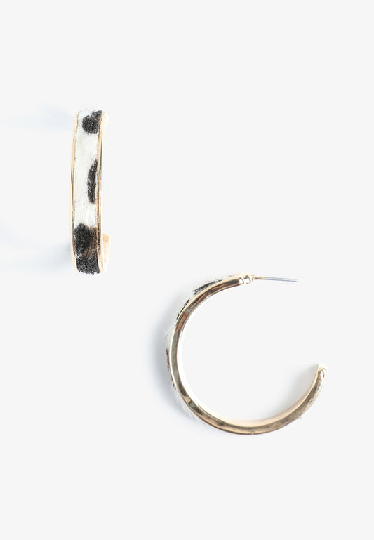 Maurices Gold Cow Print Hoop Earrings