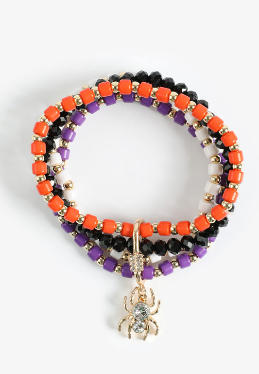 Maurices Halloween Spider Charm Beaded Bracelet Set